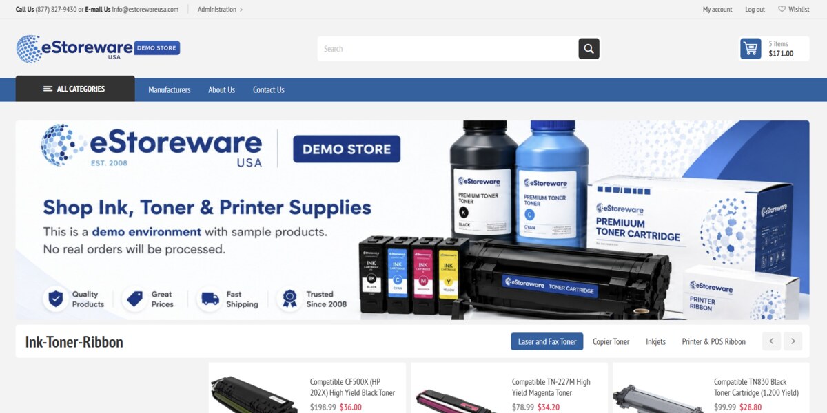 eStoreware ecommerce demo store