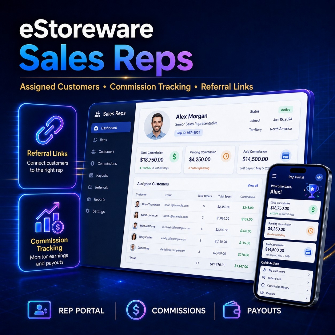 Picture of eStoreware Sales Reps & Commissions for nopCommerce - 14-Day Trial