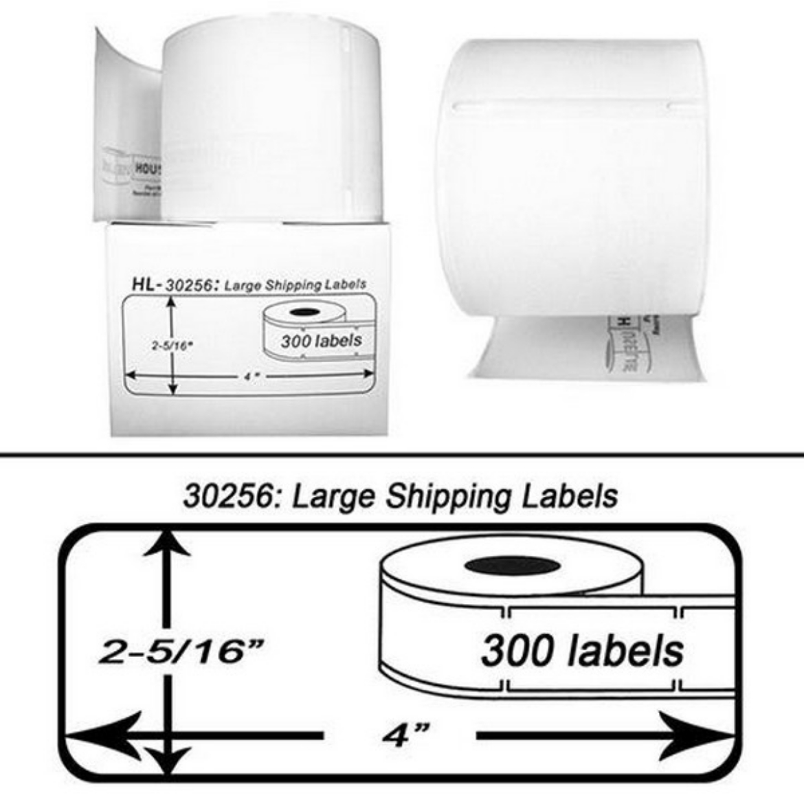 Picture of DYMO 30256 Black on White Large Shipping Labels (2.3" x 4" ) (1000 pcs)