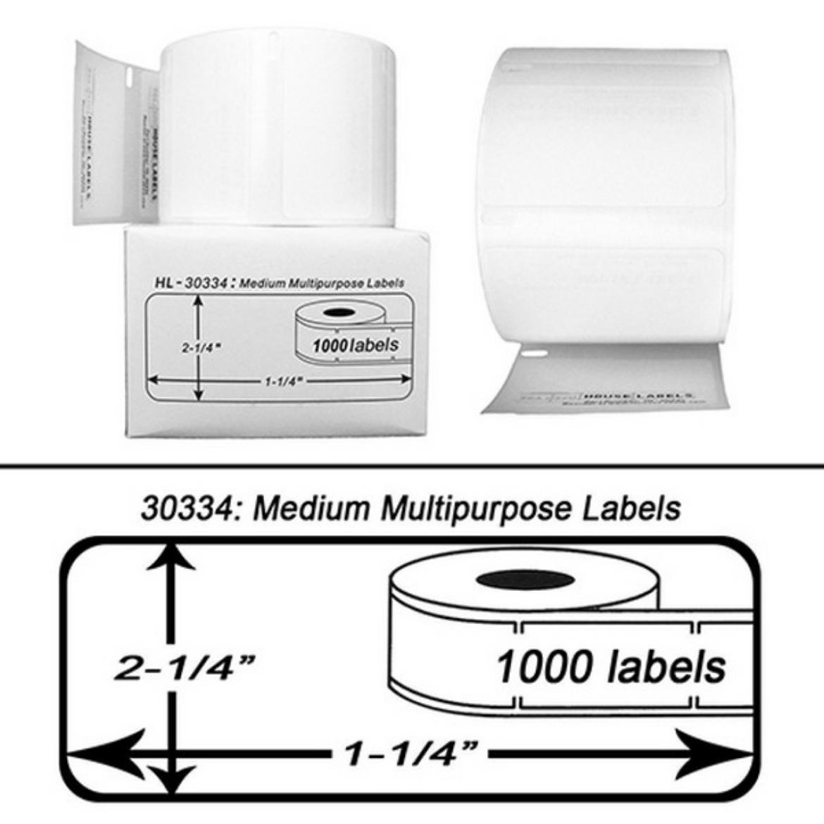 Picture of DYMO 30334 Black on White Medium Multipurpose Labels (2.25" x 1.25" / 32mm x 57mm )