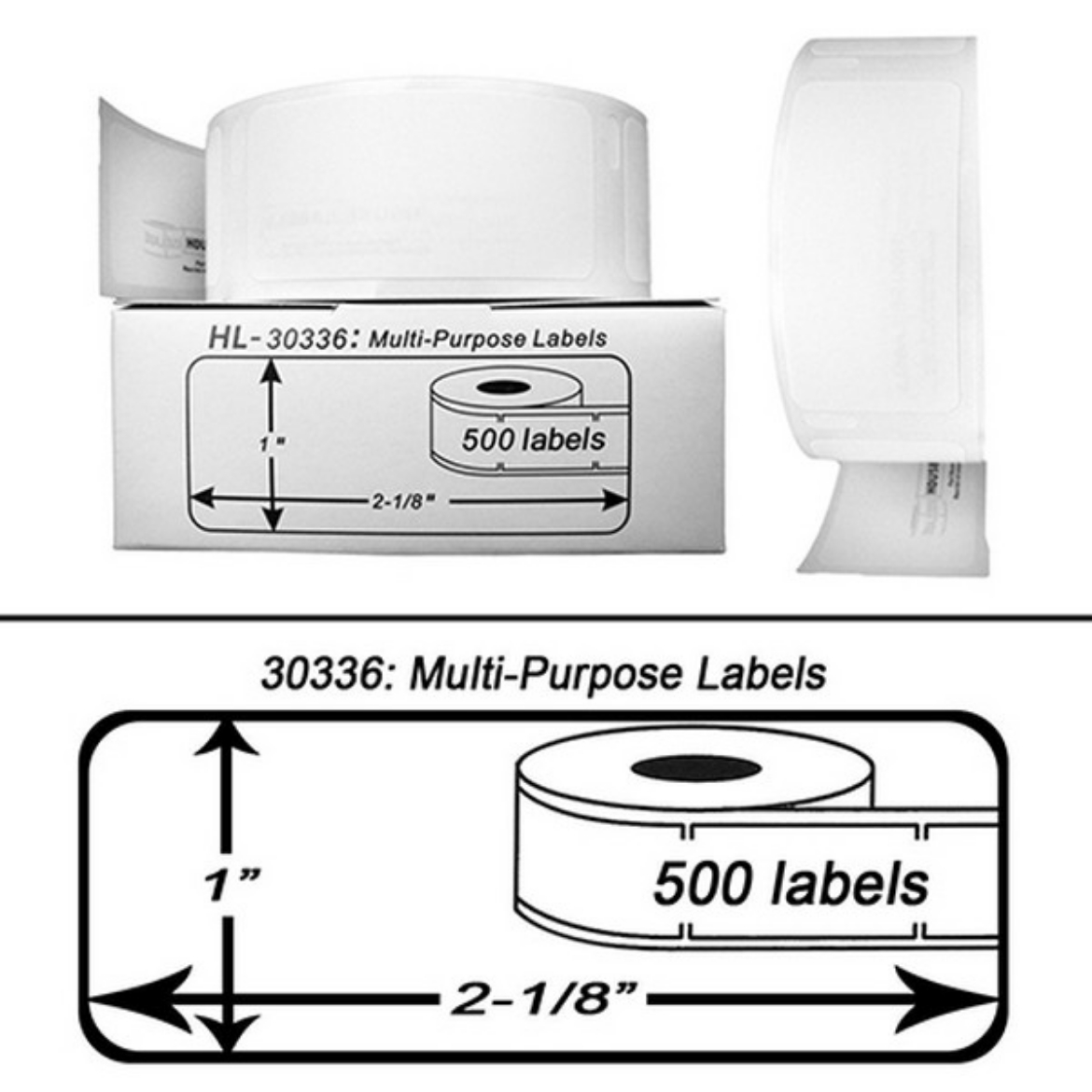 Picture of DYMO 30336 Black on White Small Multipurpose Labels (1" x 2.1" )