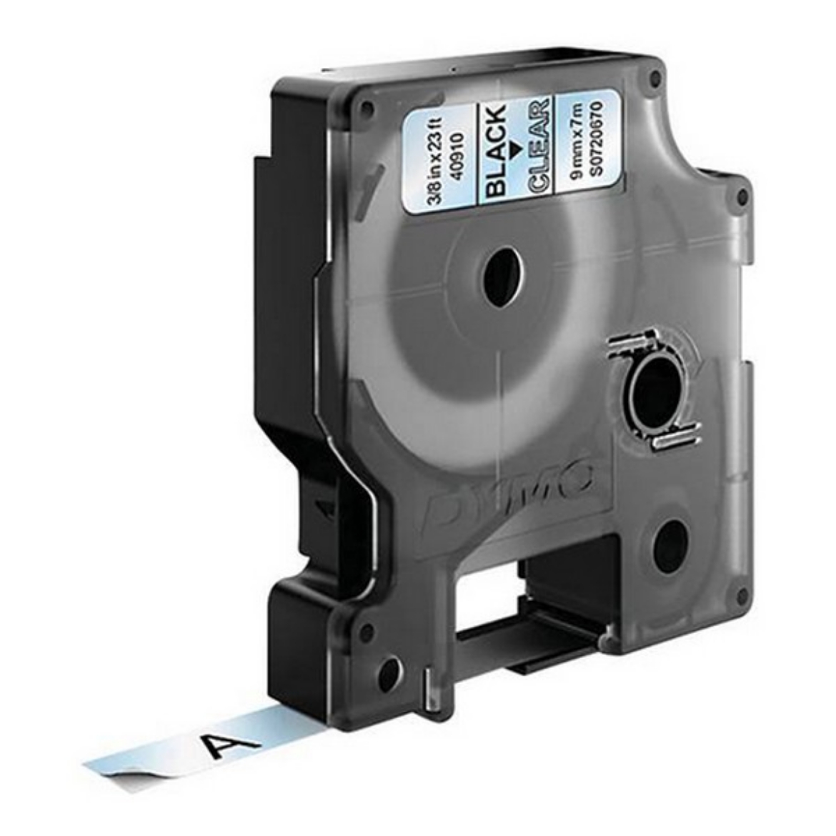 Picture of DYMO 40910 Black on Clear Label Tape (3/8"x23')