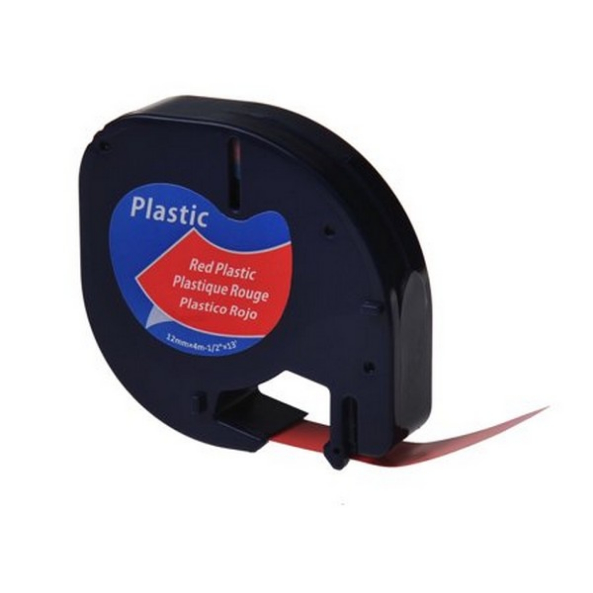 Picture of DYMO 91333 Black on Red P-Touch Label Tape (12mm X 4m)