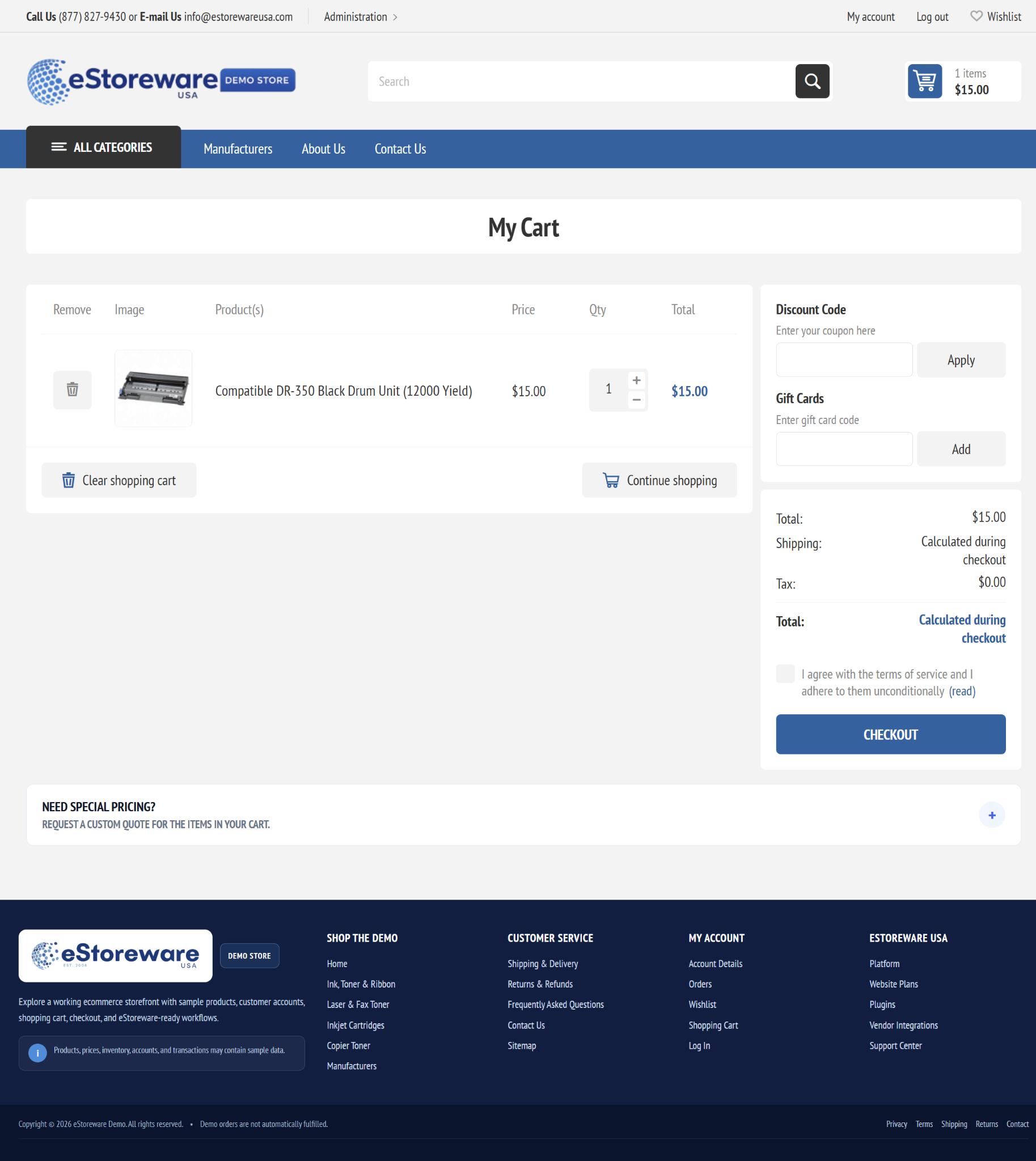 Selected Quick Order Form products added to the nopCommerce shopping cart