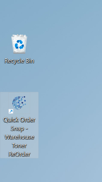Quick Order Snap shortcut installed on a Windows desktop