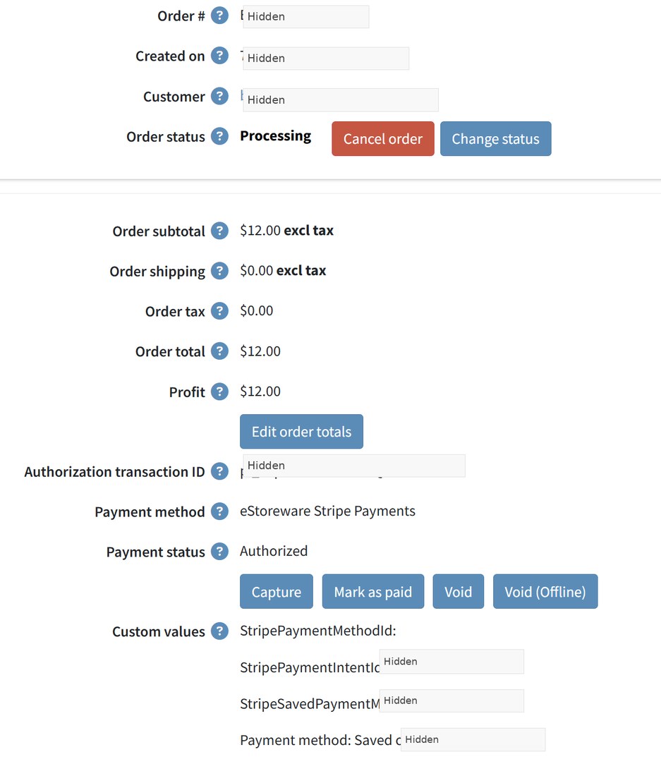 Authorize-only order before capture
