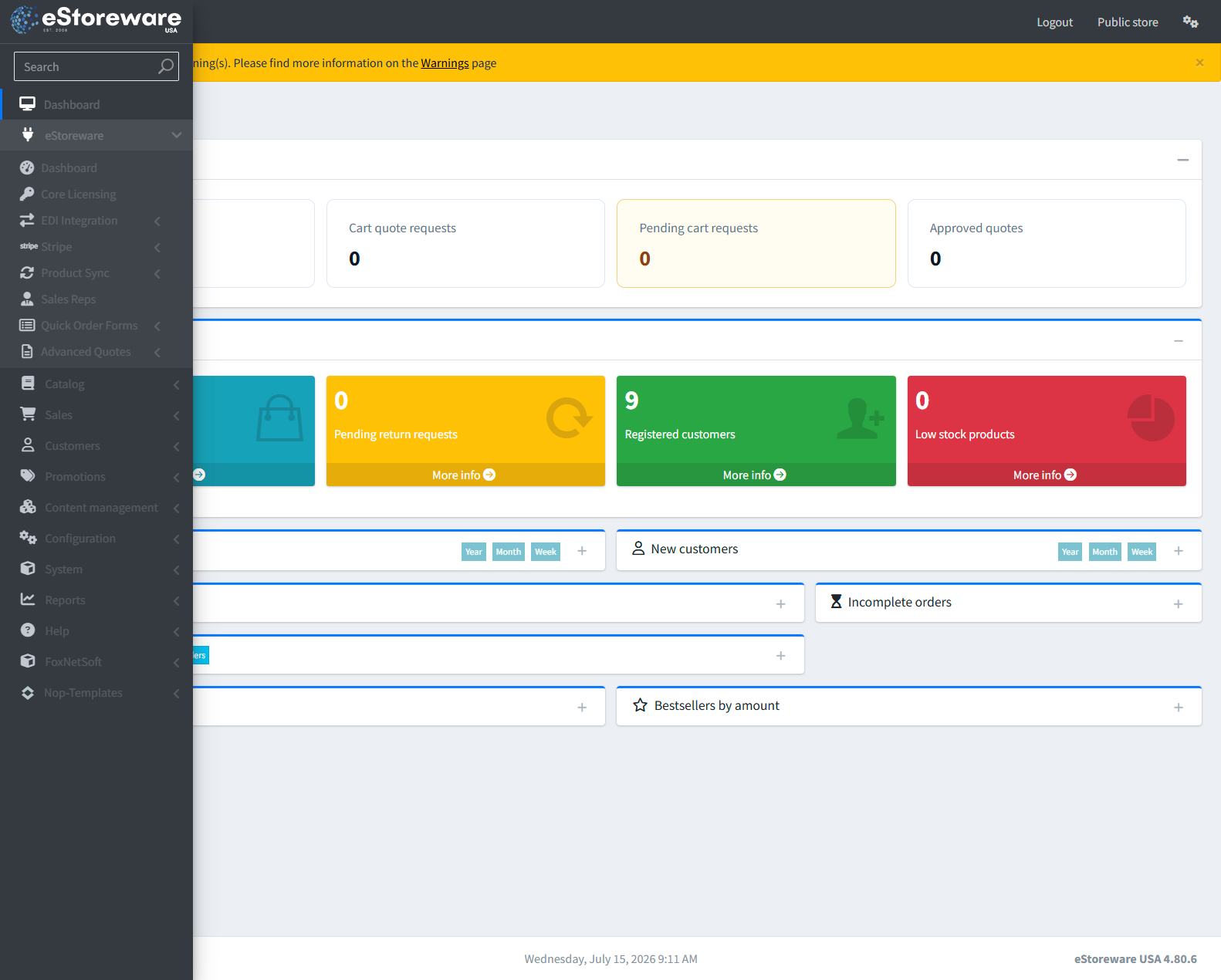 Administration dashboard